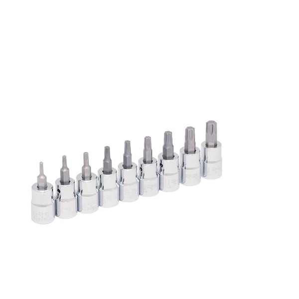 3/8" Drive Torx Tip Socket Set, Torx(R), 9 pcs